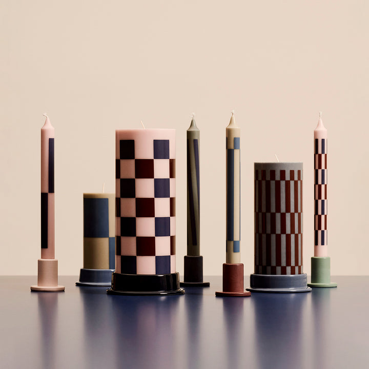 hay | pattern candle | set of 4 | light pink + blue