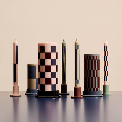 hay | pattern candle | set of 4 | light pink + blue