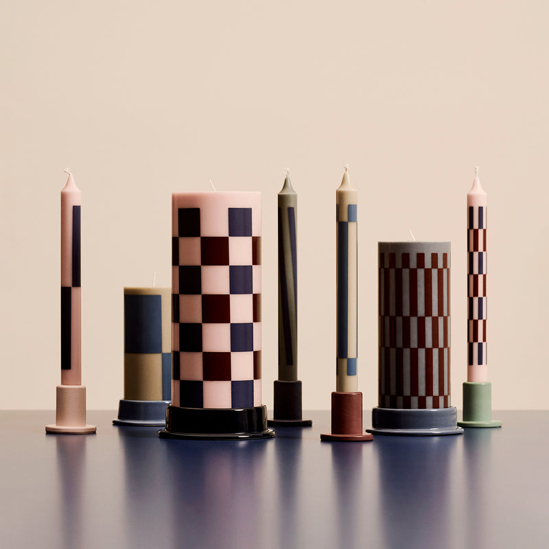 hay | pattern candle | set of 4 | light pink + blue