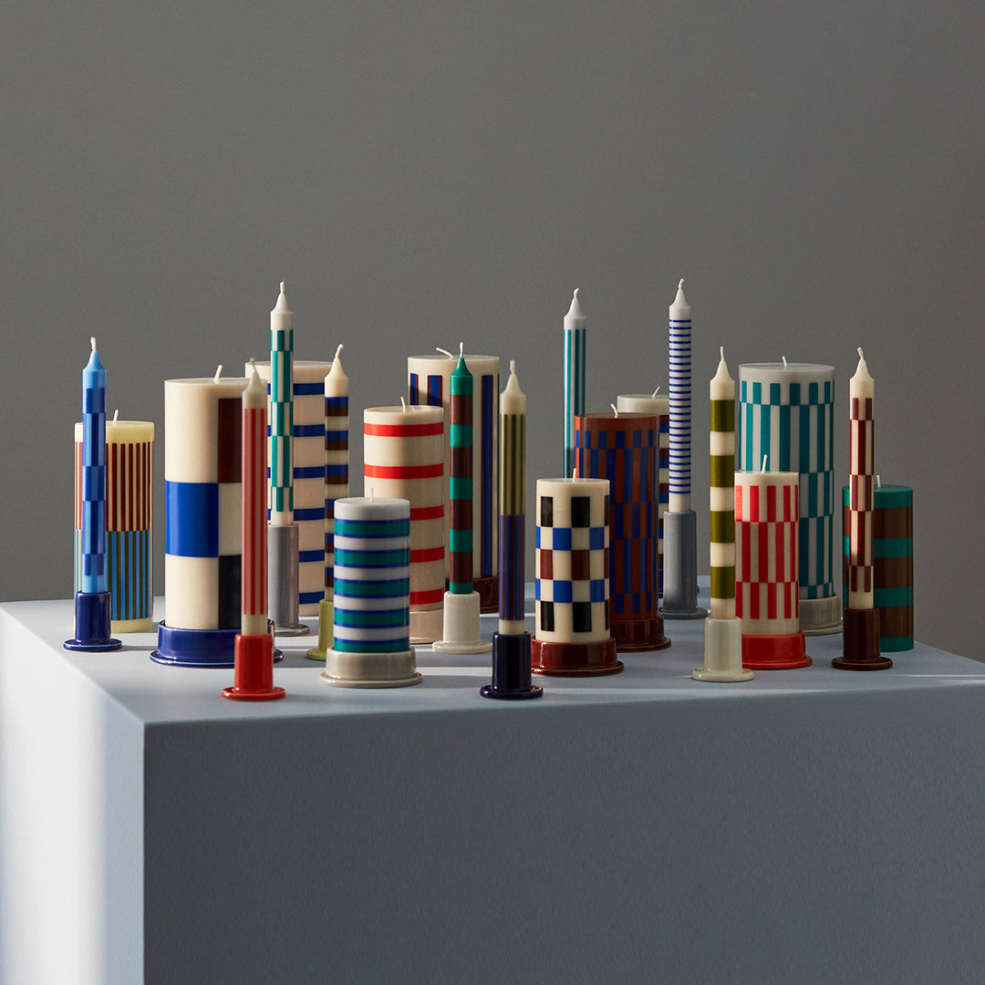 hay | pattern candle | set of 4 | light pink + blue