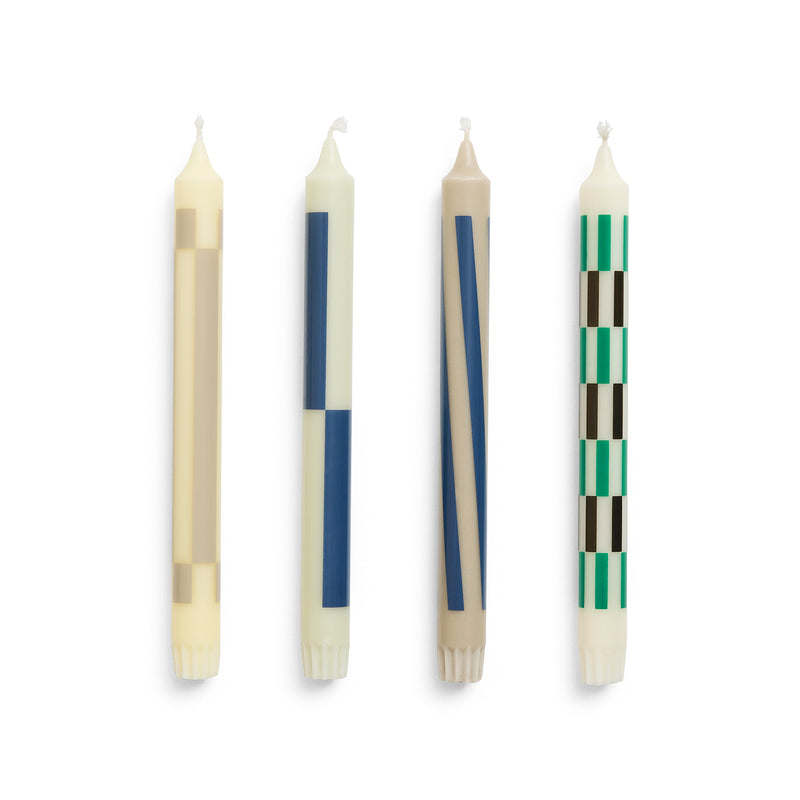 hay | pattern candle | set of 4 | cream + dark