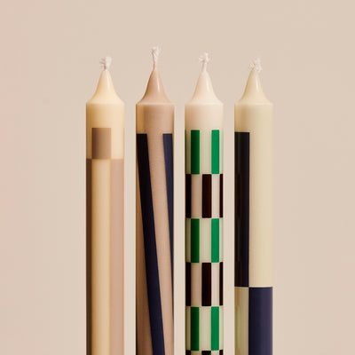 hay | pattern candle | set of 4 | cream + dark