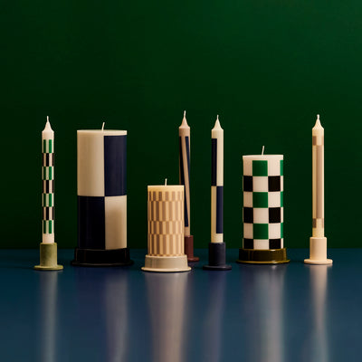 hay | pattern candle | set of 4 | cream + dark