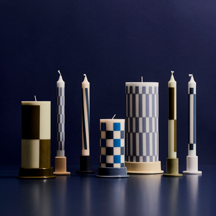 hay | pattern candle | set of 4 | green + blue