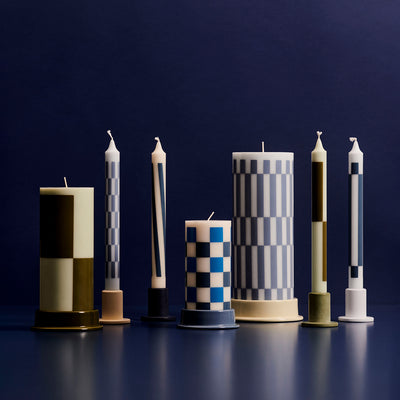 hay | pattern candle | set of 4 | green + blue