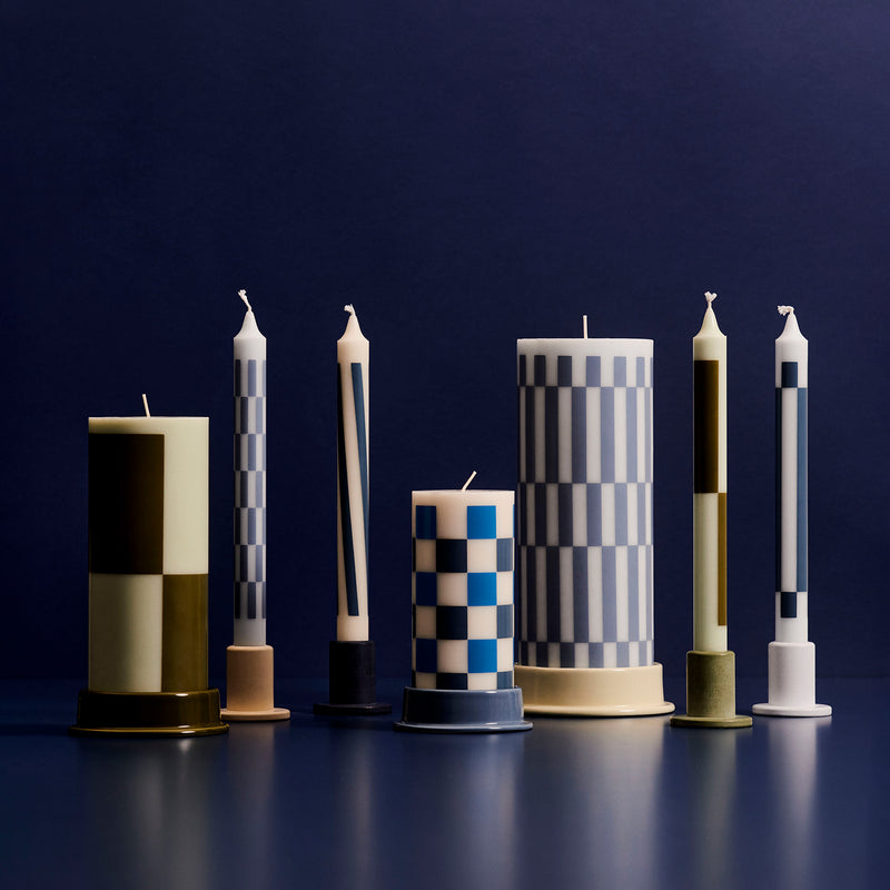 hay | pattern candle | set of 4 | green + blue