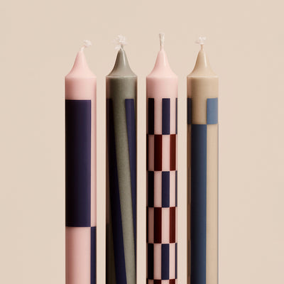 hay | pattern candle | set of 4 | light pink + blue