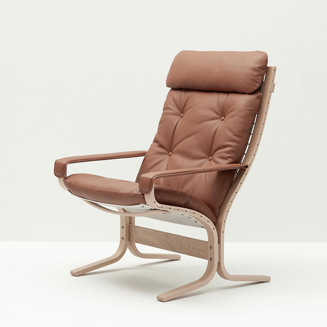 lk hjelle | siesta classic 301 chair | high back with arms | oak + rustical tan leather