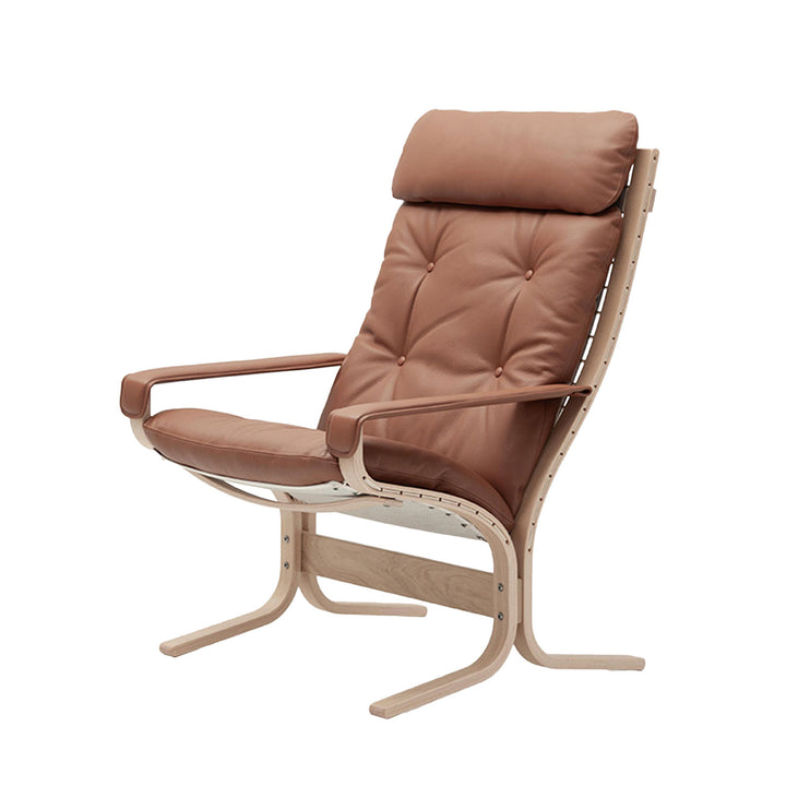 lk hjelle | siesta classic 301 chair | high back with arms | oak + rustical tan leather