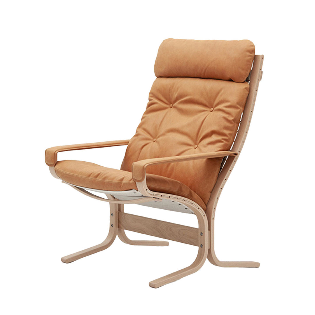 lk hjelle | siesta classic 301 chair | high back with arms | oak + vintage 413 leather