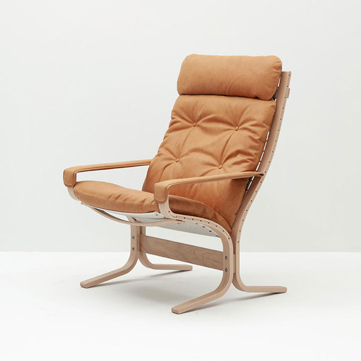 lk hjelle | siesta classic 301 chair | high back with arms | oak + vintage 413 leather