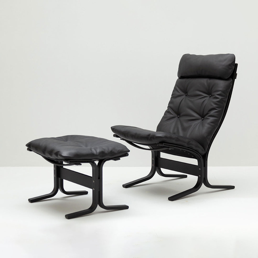 hjelle | siesta classic 304 footstool | black oak + hemsen HA19 leather