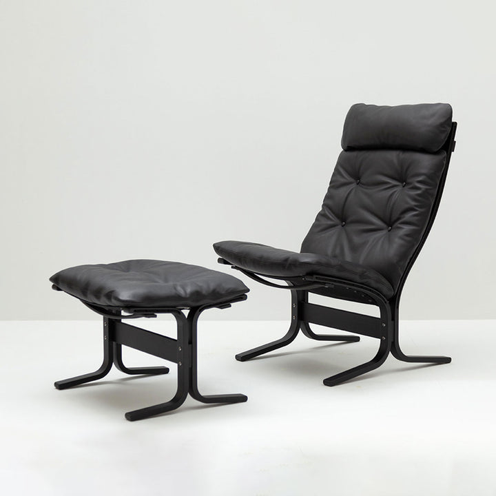 hjelle | siesta classic 304 footstool | black oak + hemsen HA19 leather