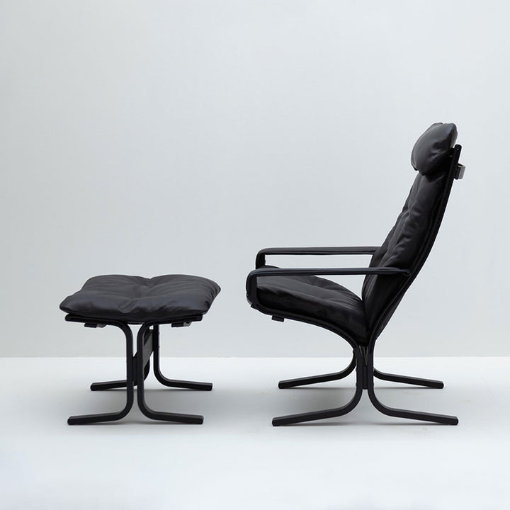 hjelle | siesta classic 304 footstool | black oak + hemsen HA19 leather