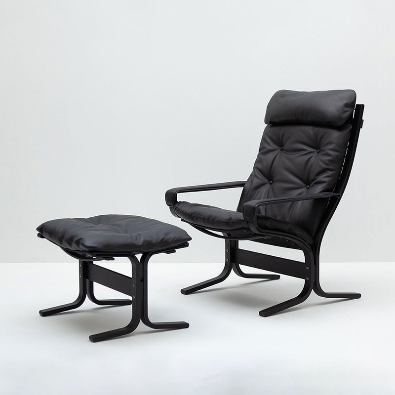 hjelle | siesta classic 304 footstool | black oak + hemsen HA19 leather