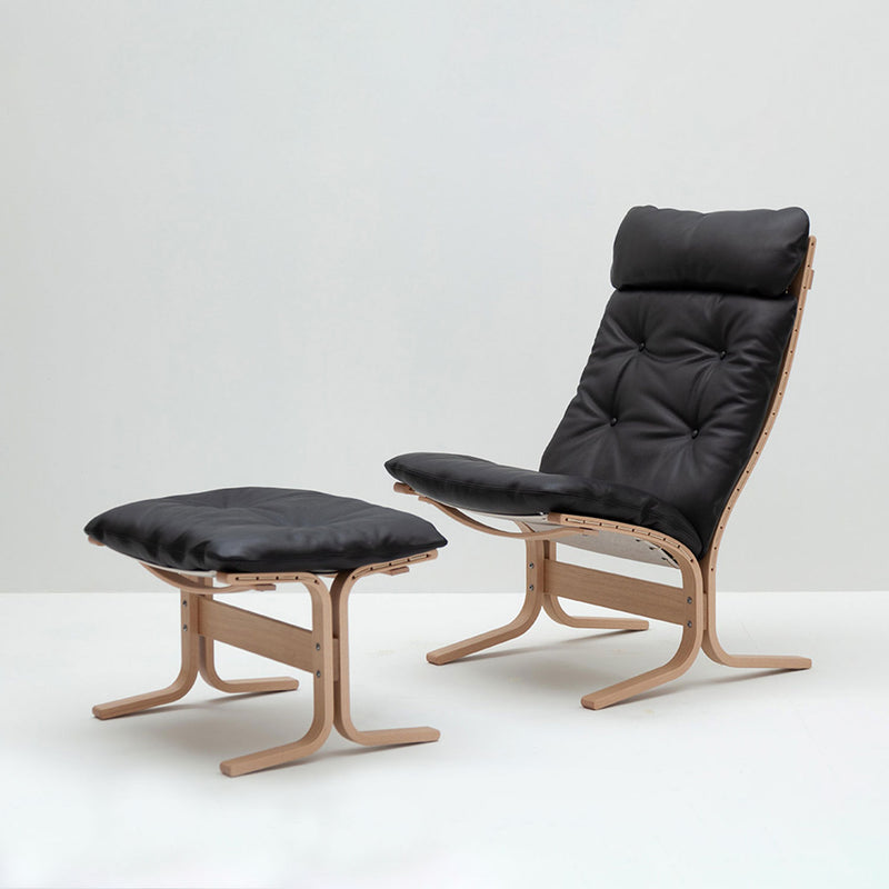 hjelle | siesta classic 304 footstool | oak + hemsen HA19 leather