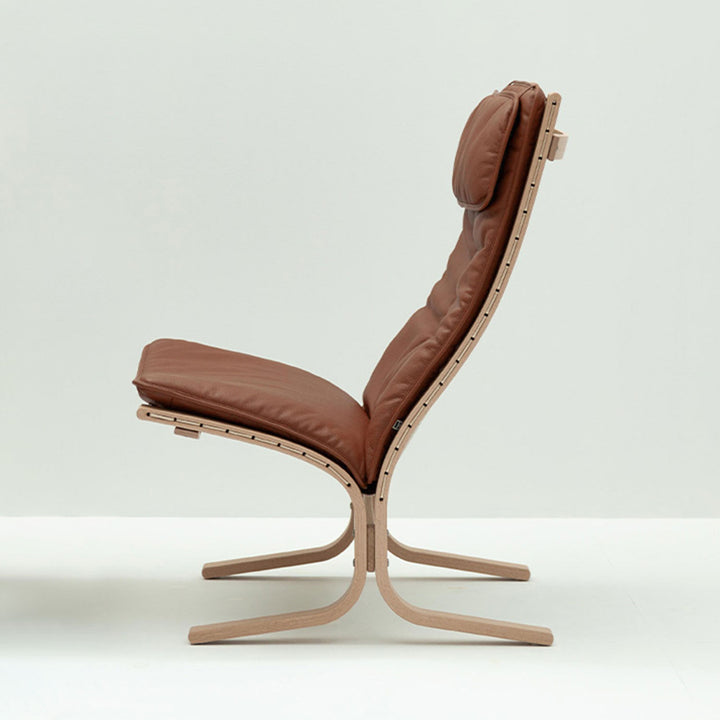 hjelle | siesta fiora 305N chair | high back with neck cushion | oak + rustical tan leather