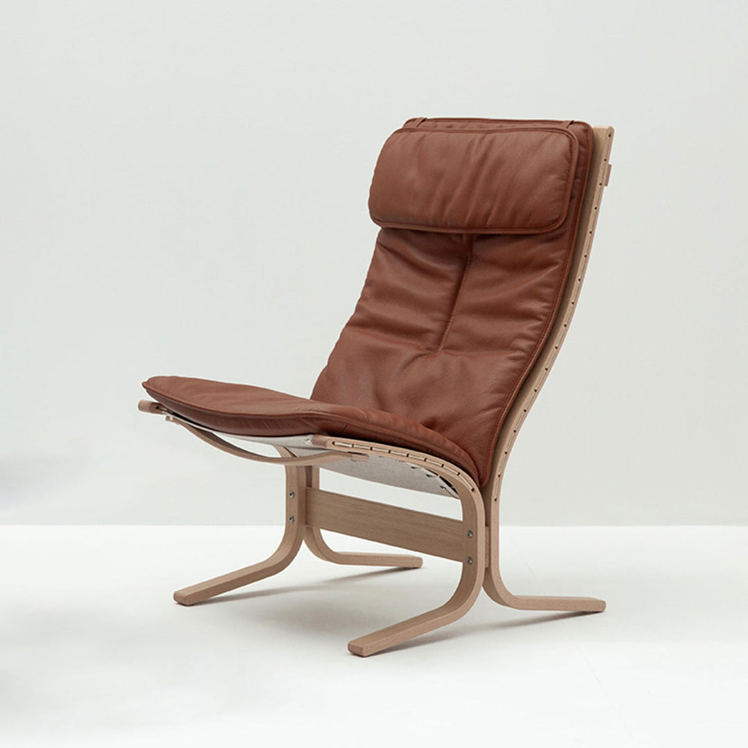 hjelle | siesta fiora 305N chair | high back with neck cushion | oak + rustical tan leather