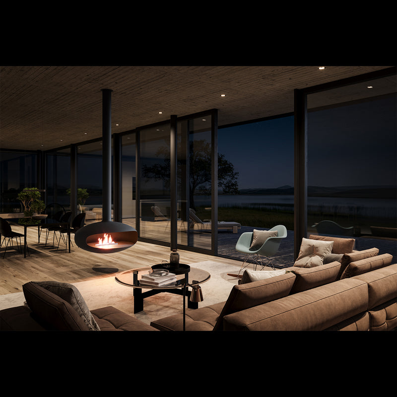 icon fires | the iconic 900 hanging fireplace | matte black