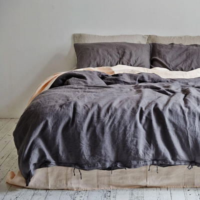 in bed | linen duvet cover | king | charcoal - LC