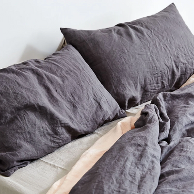 in bed | linen duvet cover | king | charcoal - LC