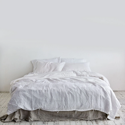 in bed | linen duvet cover | queen | white - LC