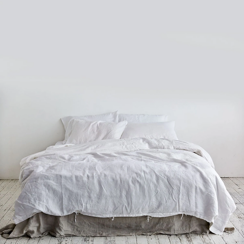 in bed | linen duvet cover | queen | white - LC