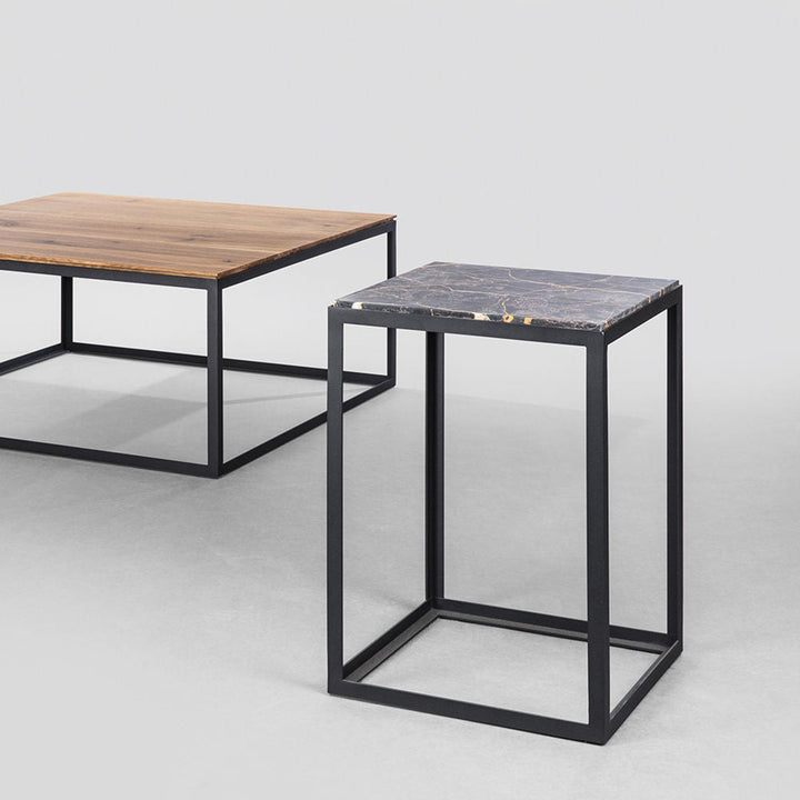 janua | sc 54 side table | black + gold limestone