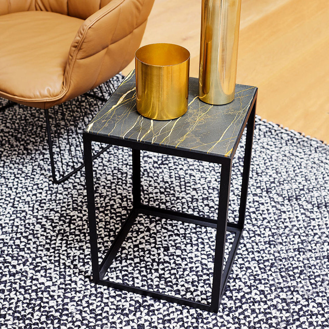 janua | sc 54 side table | black + gold limestone