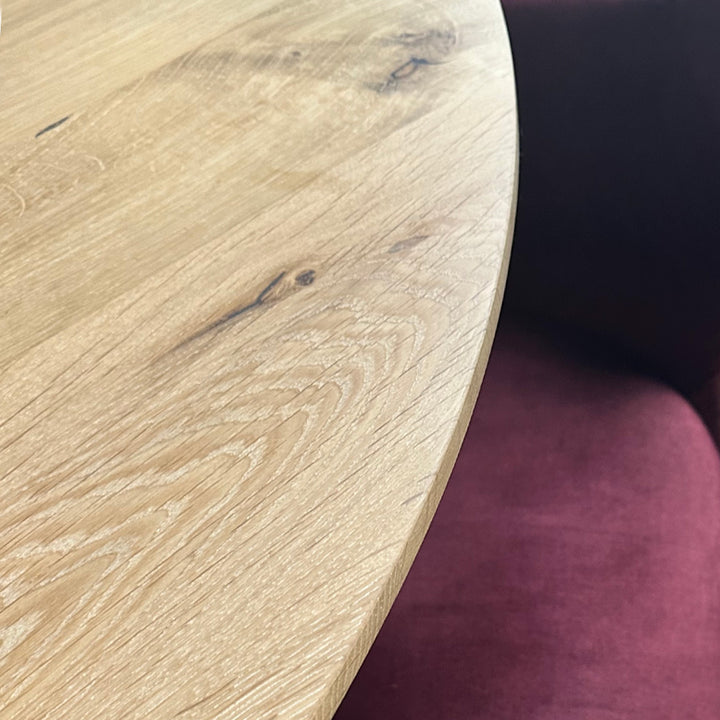 janua | bc 07 basket table round | white pigmented oak + bronze base 125cm