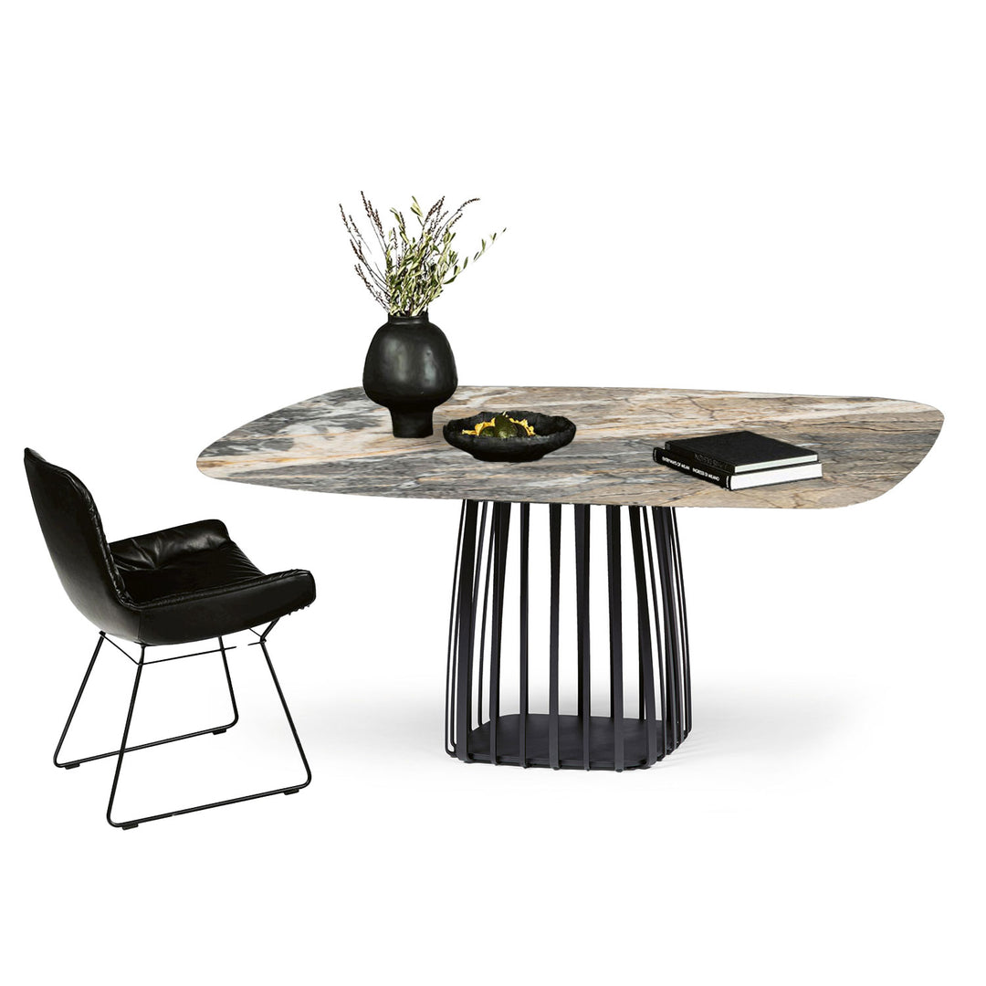 janua | low dining | bc 07 basket table | earth blue stone + black base 145x110cm
