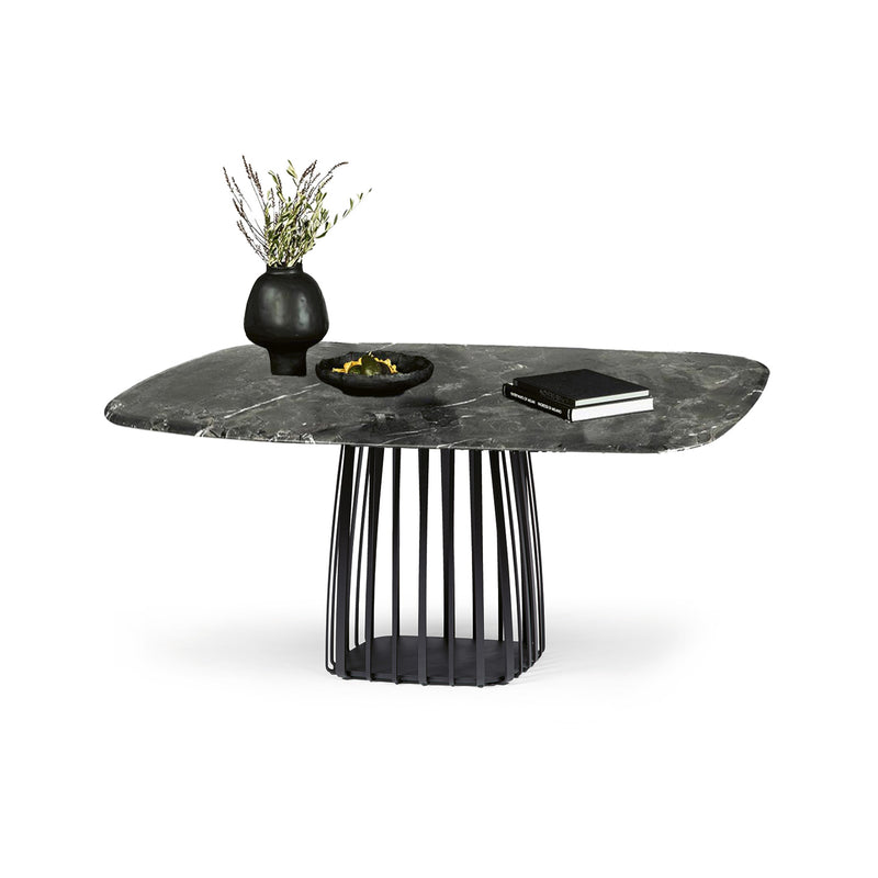 janua | low dining | bc 07 basket table 145x110 | infinity stone + black base