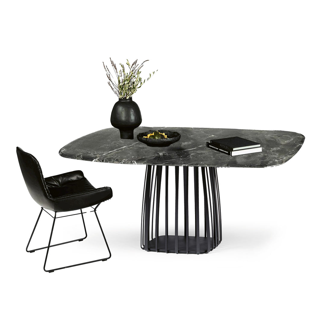 janua | low dining | bc 07 basket table | infinity stone + black base 145x110cm