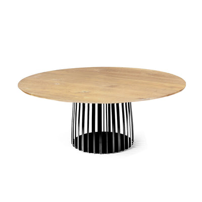 janua | bc 07 basket table round | natural oak + black base 125cm