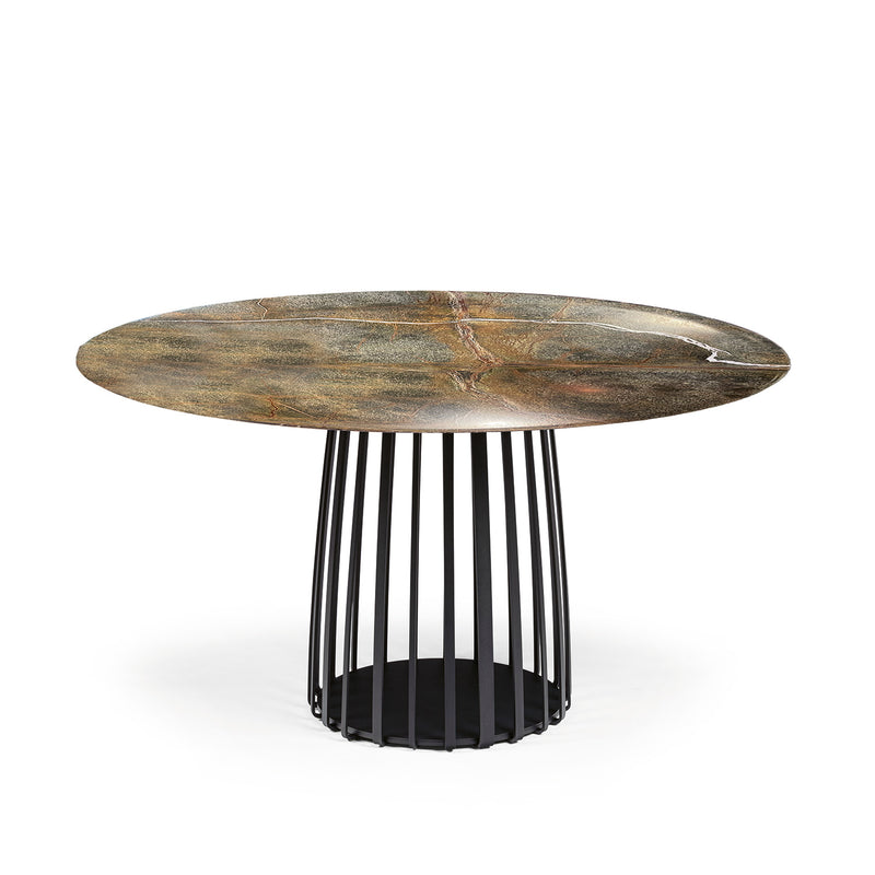 janua | bc 07 basket table round 110cm | rainforest green stone + black base