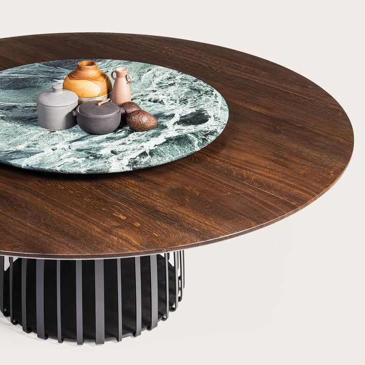 janua | bc 07 basket table round | smoked oak + black base 185cm