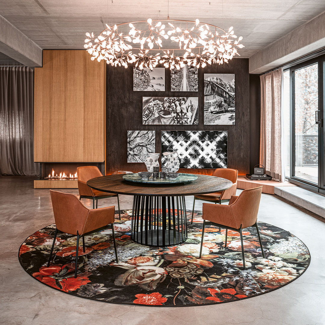 janua | bc 07 basket table round | smoked oak + black base 185cm