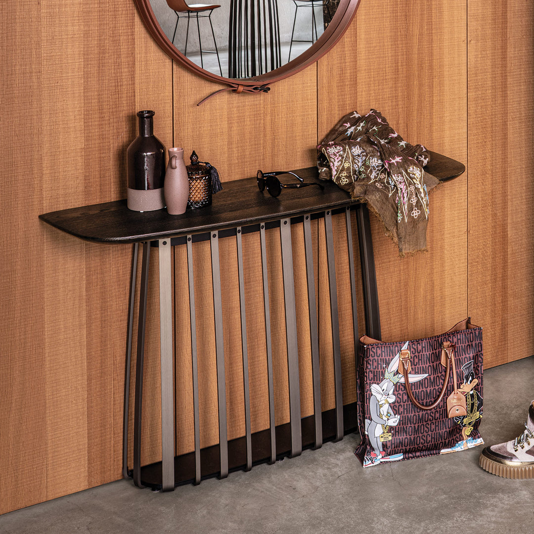 janua | bc 10 basket console table | earth blue stone + black base