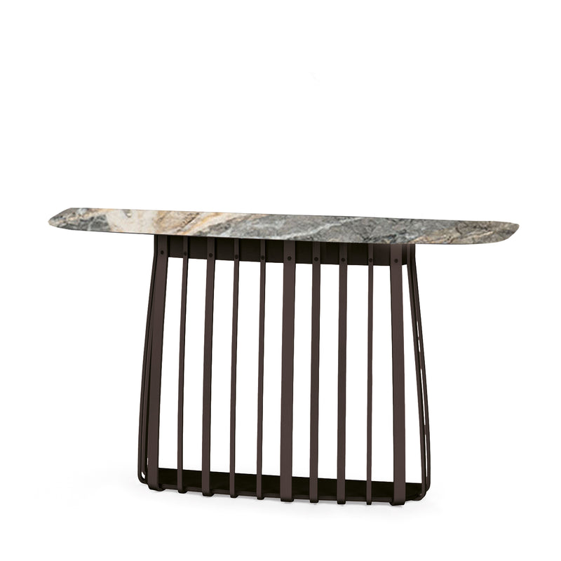 janua | bc 10 basket console table | earth blue stone + black base