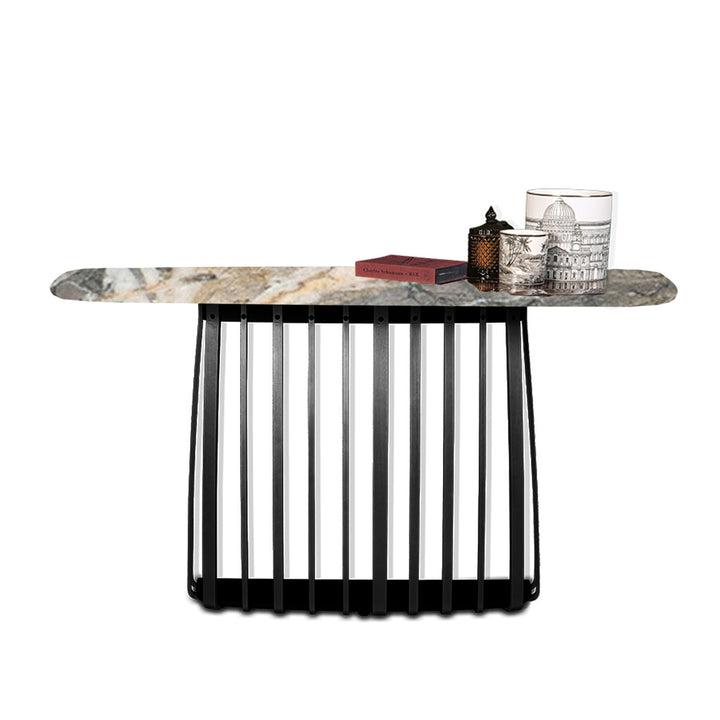 janua | bc 10 basket console table | earth blue stone + black base