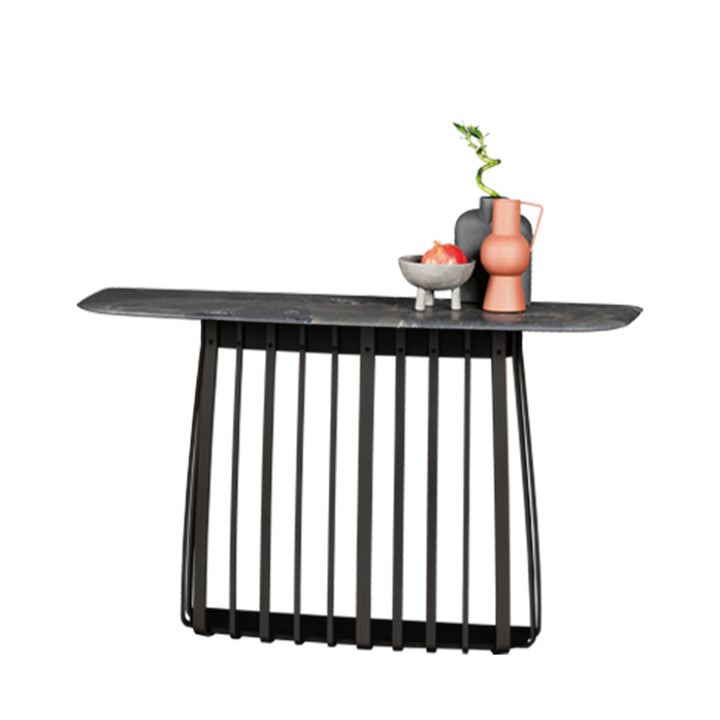 janua | bc 10 basket console table | earth blue stone + black base