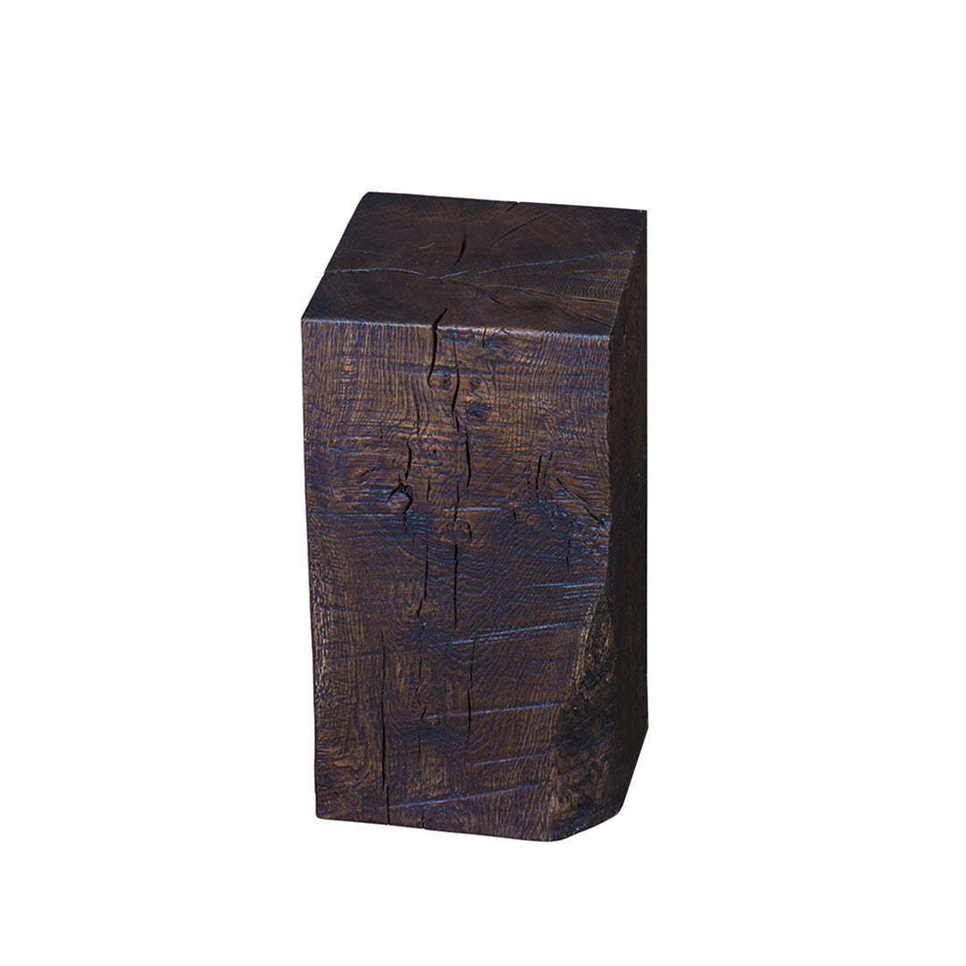 janua | sk 02 cube side table / stool | charred washed oak + gold tone 45cm
