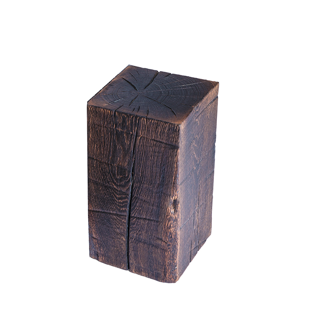 janua | sk 02 cube side table / stool | charred washed oak + gold tone 45cm