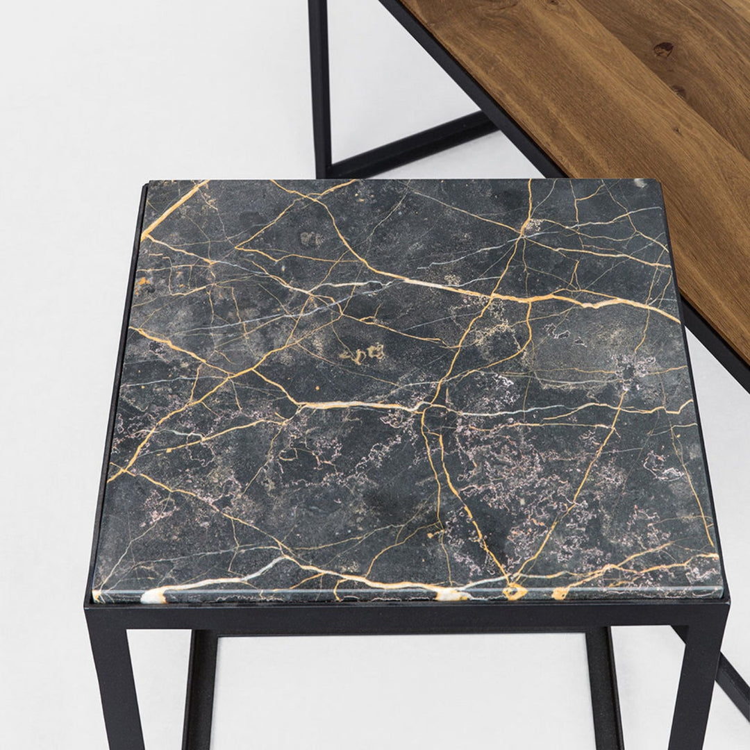 janua | sc 54 side table | black + gold limestone
