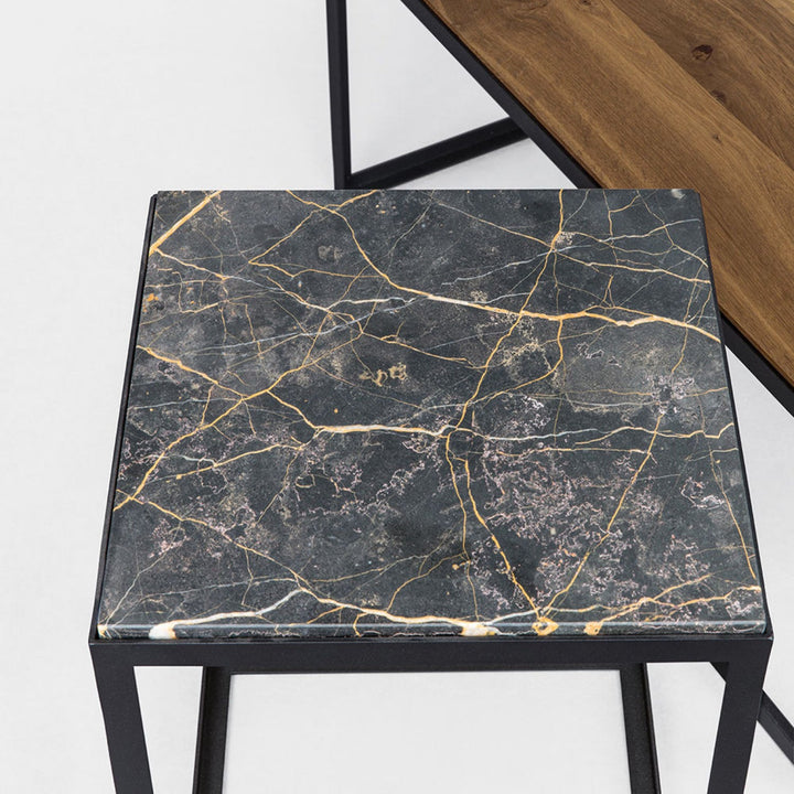 janua | sc 54 side table | black + gold limestone