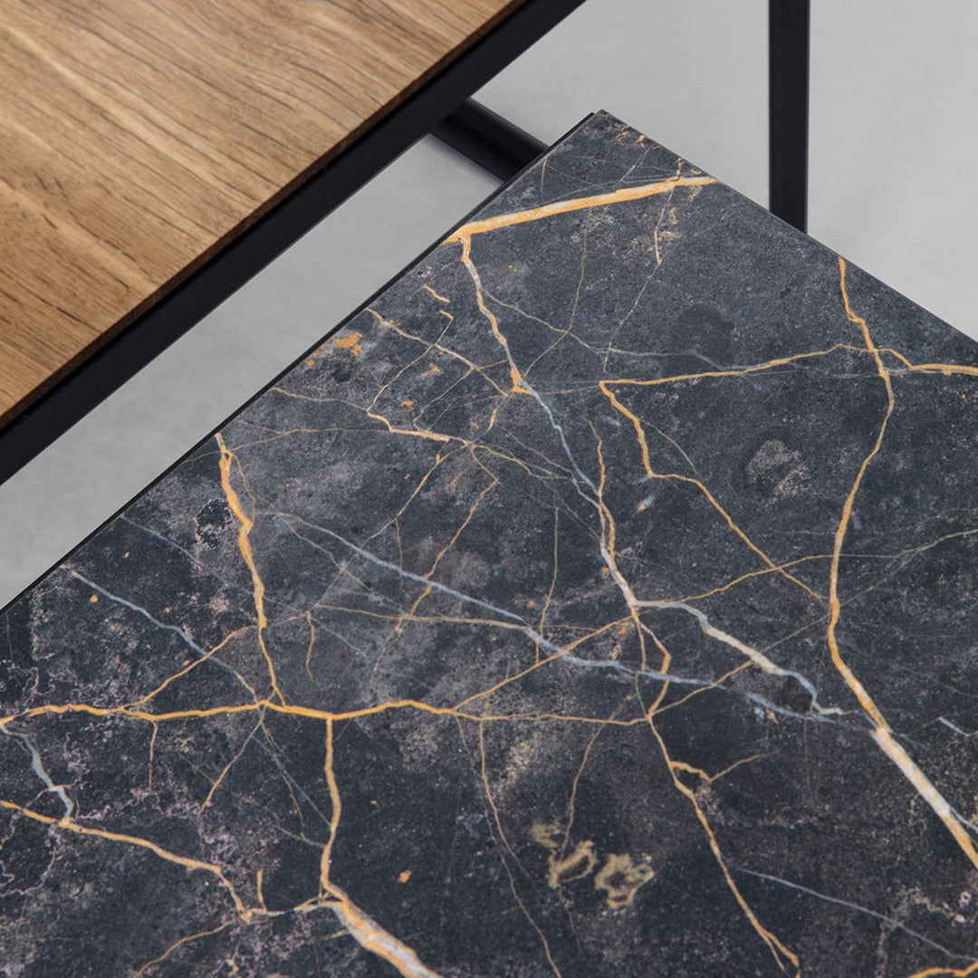 janua | sc 54 side table | black + gold limestone