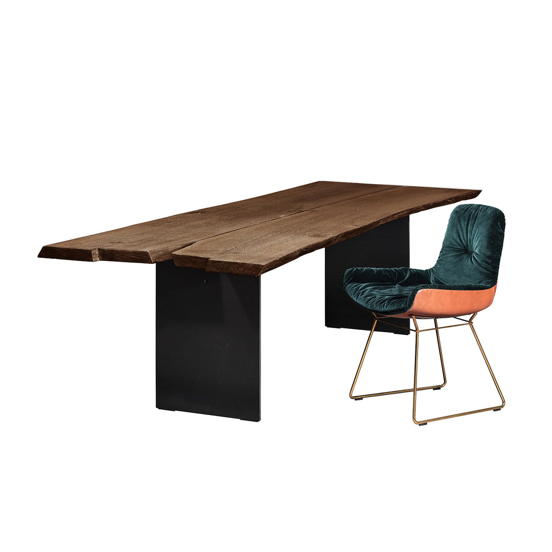 janua | sk 08 butterfly table | charburned washed oak shade bronze + steel glaze bronze base 260x110cm