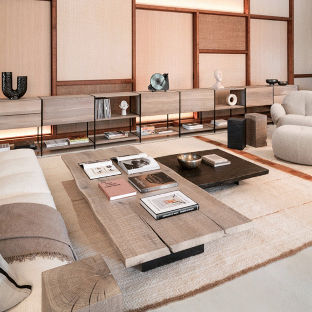 janua | sk 03 coffee table | white smoked oak + black base 160x80cm