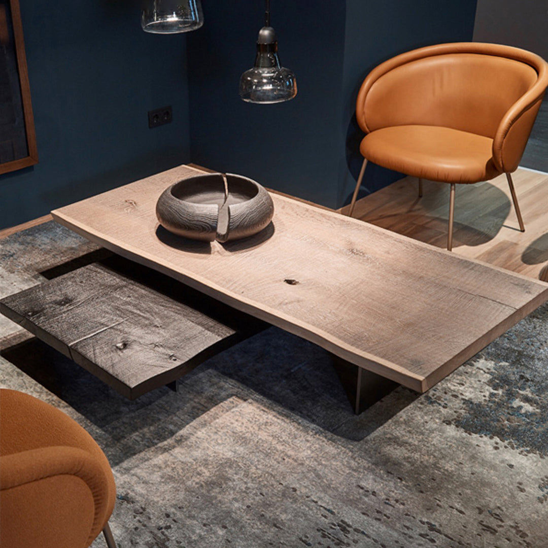 janua | sk 03 coffee table | white smoked oak + black base 160x80cm