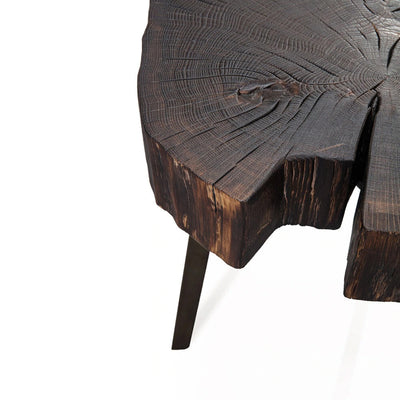 janua | bc 05 stomp table | 40-50cm | charburned oak shade brown + crude steel glaze